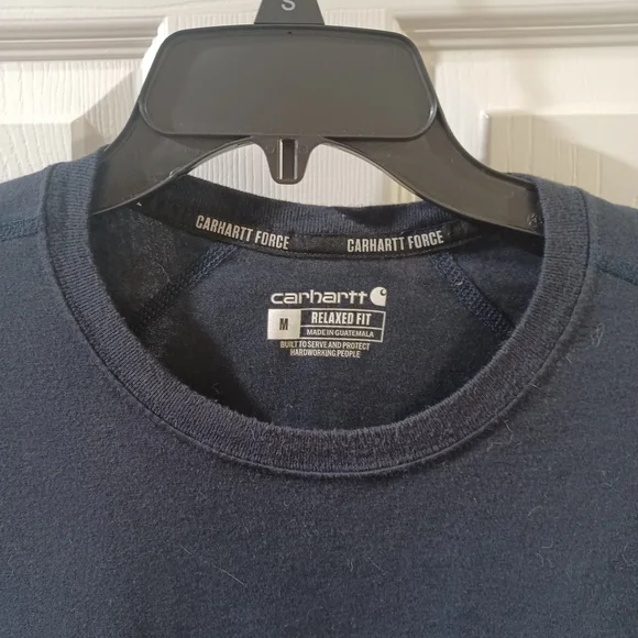 Carhartt Force Relaxed Fit Navy Crew Neck Shirt - Picture 2 of 5